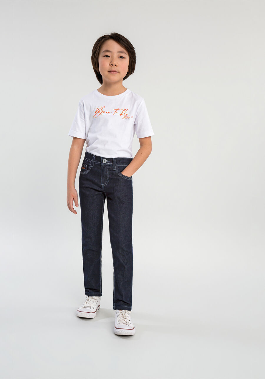Calça com Elastano, JEANS ESCURO. Calça com Elastano, JEANS ESCURO, large.