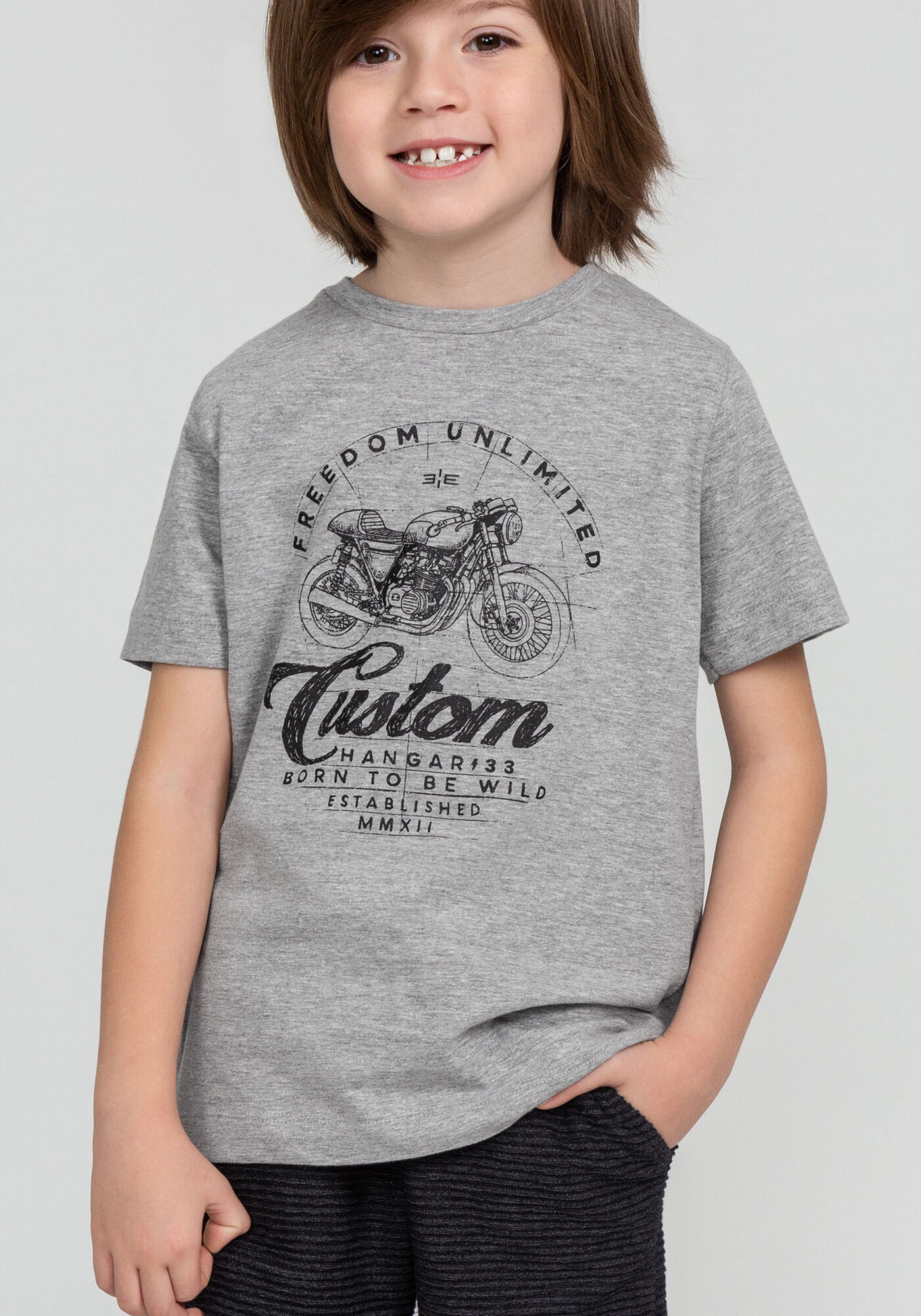 Camiseta Estampada Tal Pai Tal Filho Infantil, MESCLA MEDIO, large.