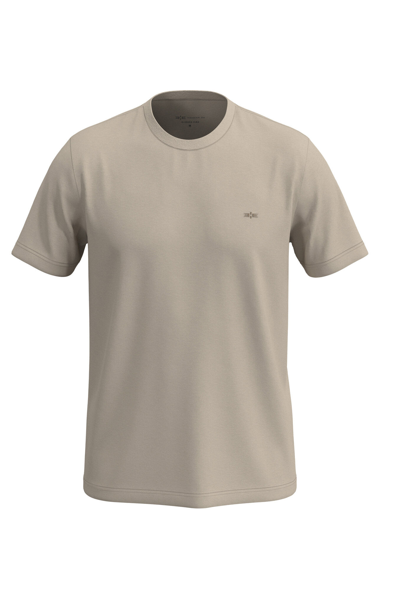 Camiseta De Mangas Curtas Em Malha De Algod&atilde;o Pima, BEGE SYSTEM, large.