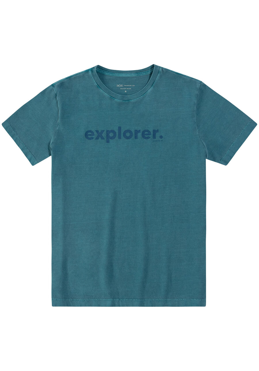 Camiseta Masculina em Malha Estonada, VERDE FEATHER. Camiseta Masculina em Malha Estonada, VERDE FEATHER, large.
