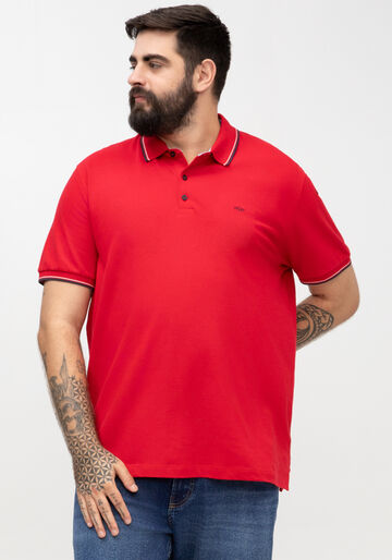 Camisa Polo Masculina Big & Tall em Malha Piquet, VERMELHO NATTY. Camisa Polo Masculina Big & Tall em Malha Piquet, VERMELHO NATTY, large.