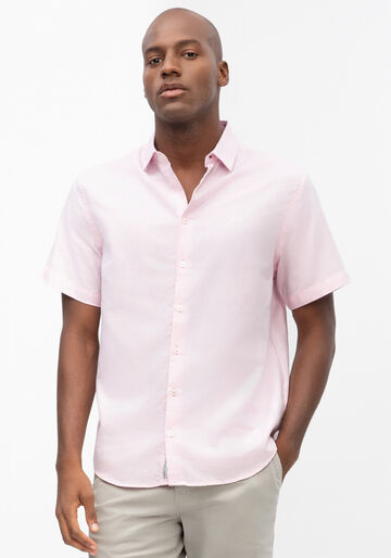 Camisa Manga Curta Masculina Comfort em Tecido Plano, ROSA SUMMER. Camisa Manga Curta Masculina Comfort em Tecido Plano, ROSA SUMMER, large.