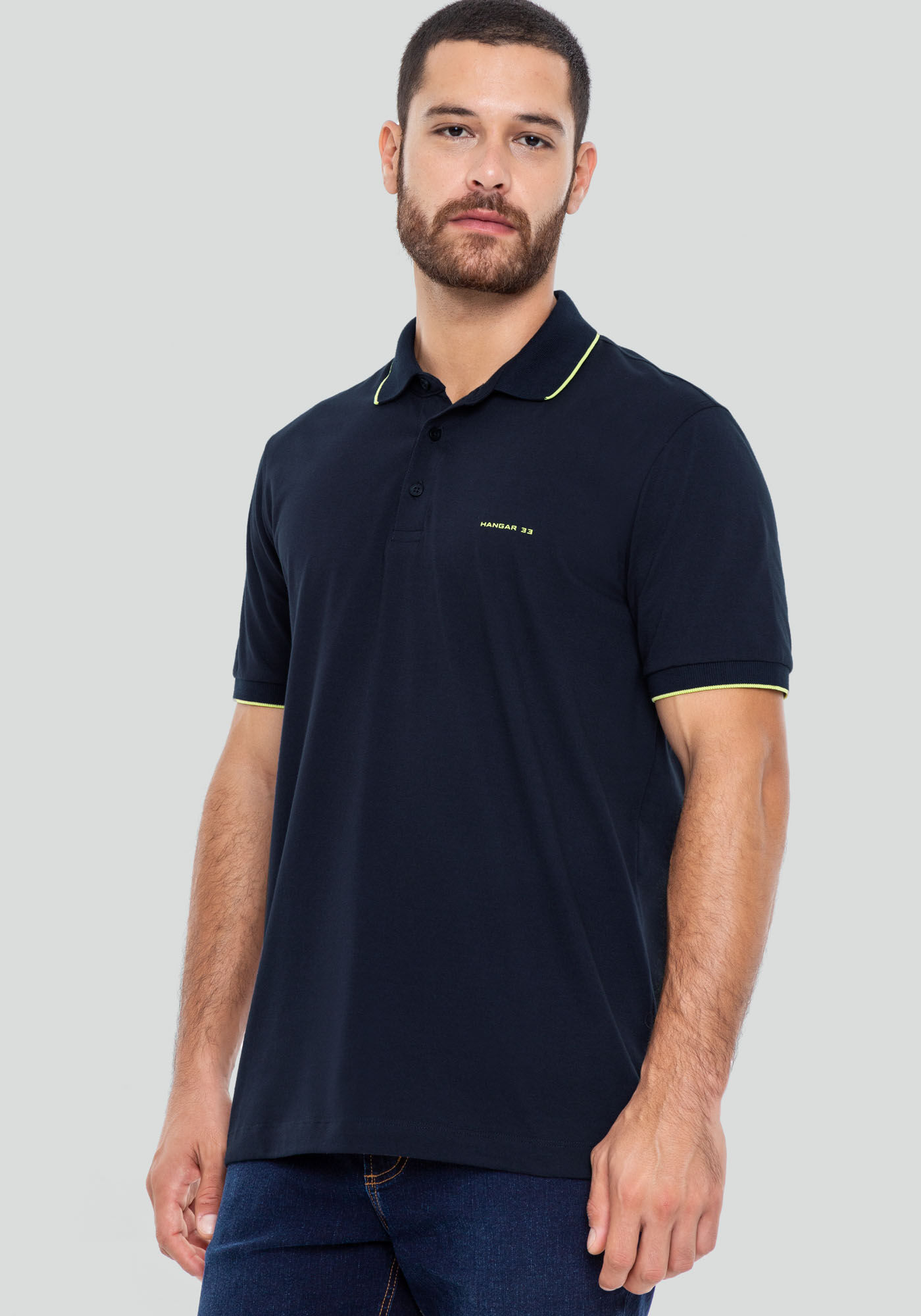 Camisa Polo Masculina em Malha com Detalhe Relevo, MARINHO IMPERIO, large.