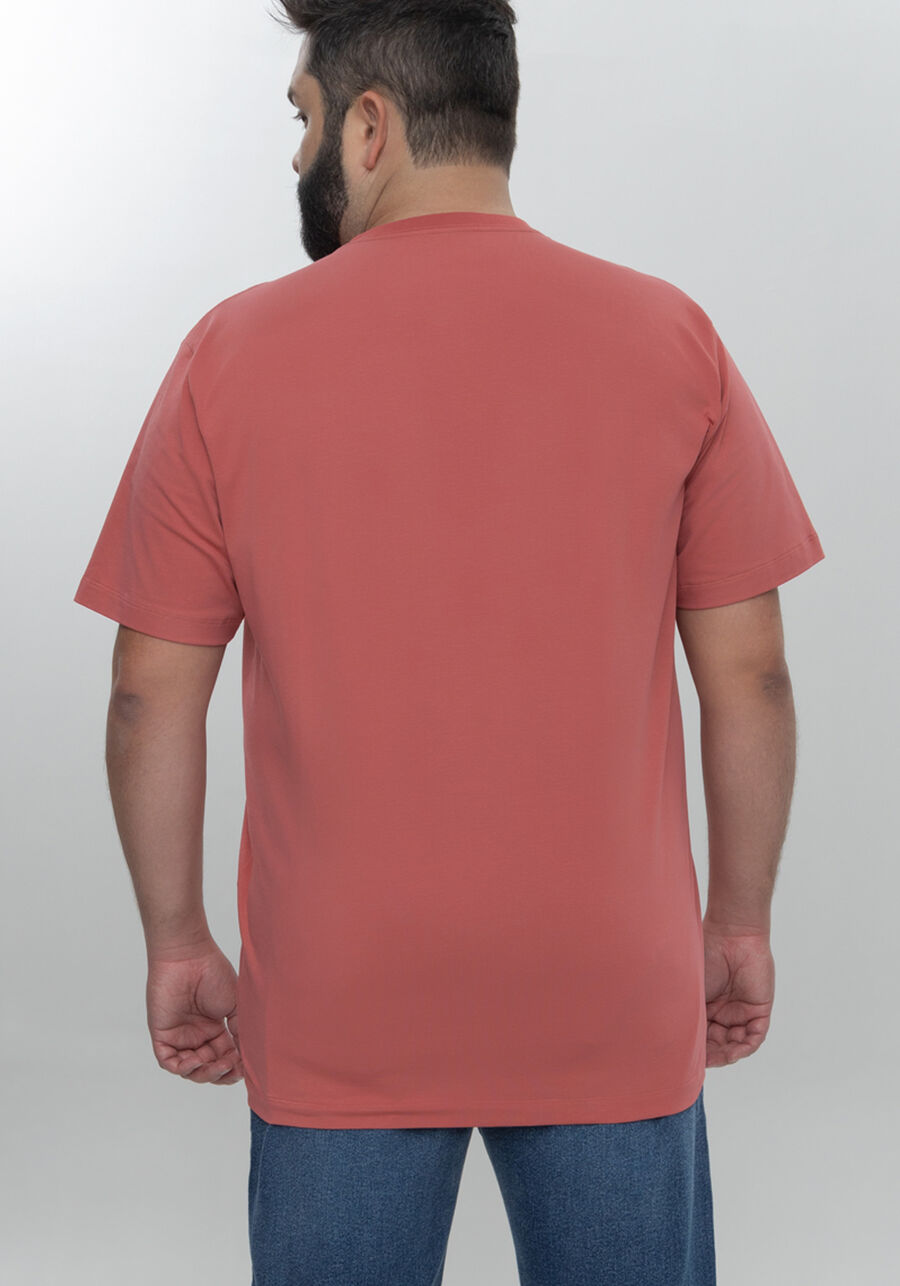 Camiseta Com Estampa Local Em Malha De Algodão Big & Tall, ROSA ASTRO. Camiseta Com Estampa Local Em Malha De Algodão Big & Tall, ROSA ASTRO, large.