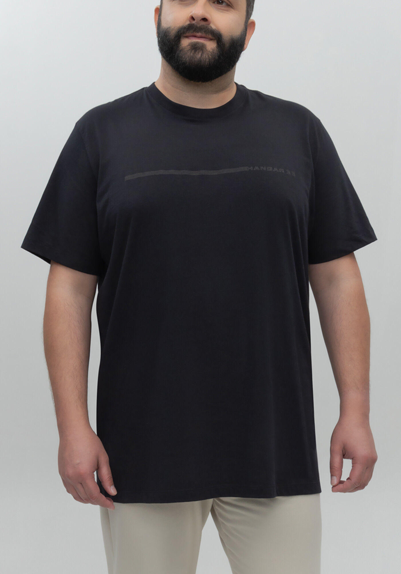 Camiseta De Mangas Curtas Big & Tall Em Malha Respons&aacute;vel, PRETO, large.