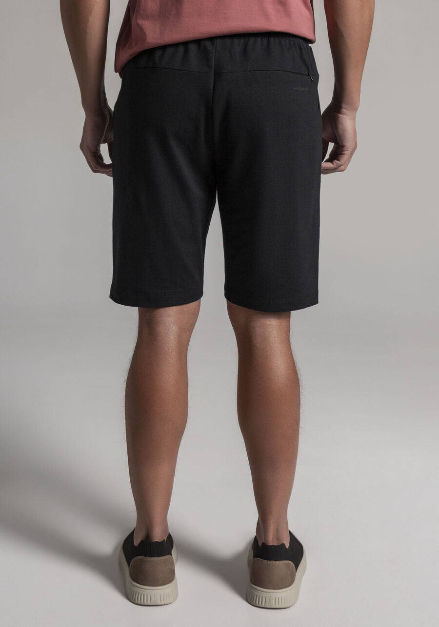 Bermuda Masculina em Moletom com Bolso, PRETO REATIVO. Bermuda Masculina em Moletom com Bolso, PRETO REATIVO, large.