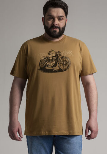 Camiseta Masculina Estampada em Malha Big & Tall, MARROM TILE, large.