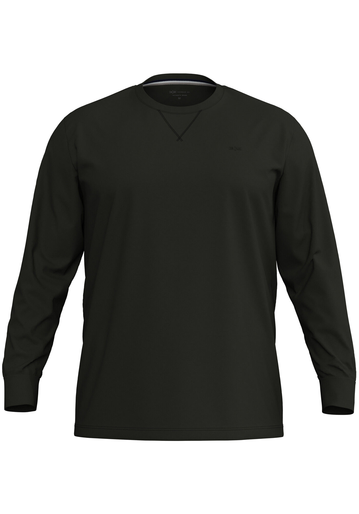 Camiseta De Mangas Longas Big & Tall Em Malha Respons&aacute;vel, PRETO, large.