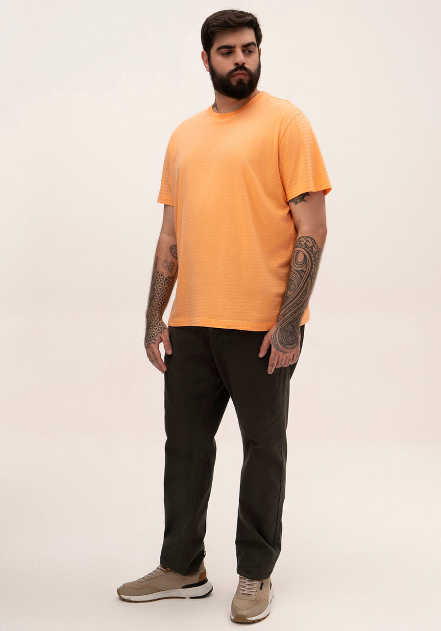 Camiseta masculina malha texturizada big and tall, LARANJA BRIGHT. Camiseta masculina malha texturizada big and tall, LARANJA BRIGHT, large.