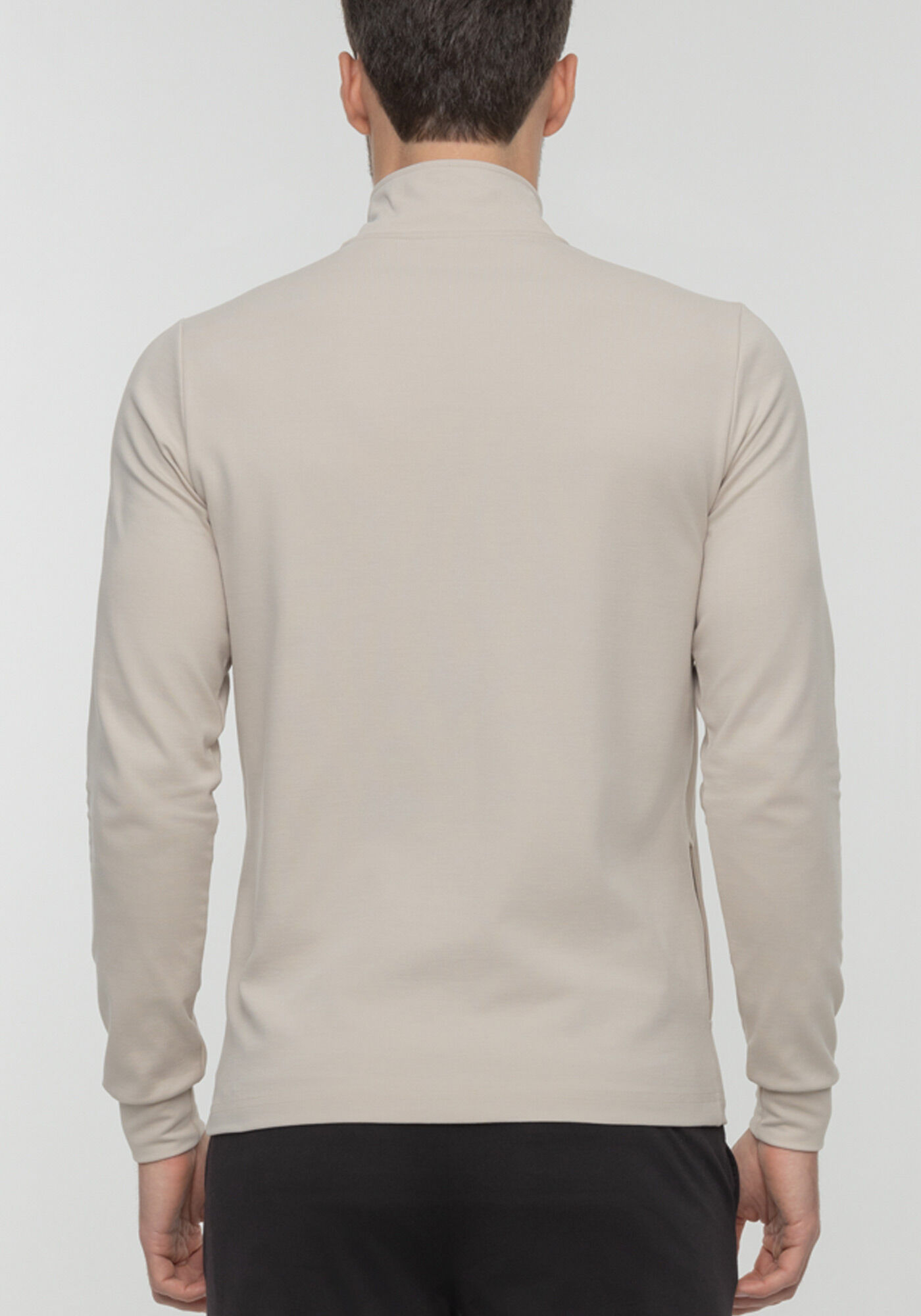 Blus&atilde;o De Mangas Longas Com Gola Alta E Z&iacute;per, BEGE SYSTEM, large.