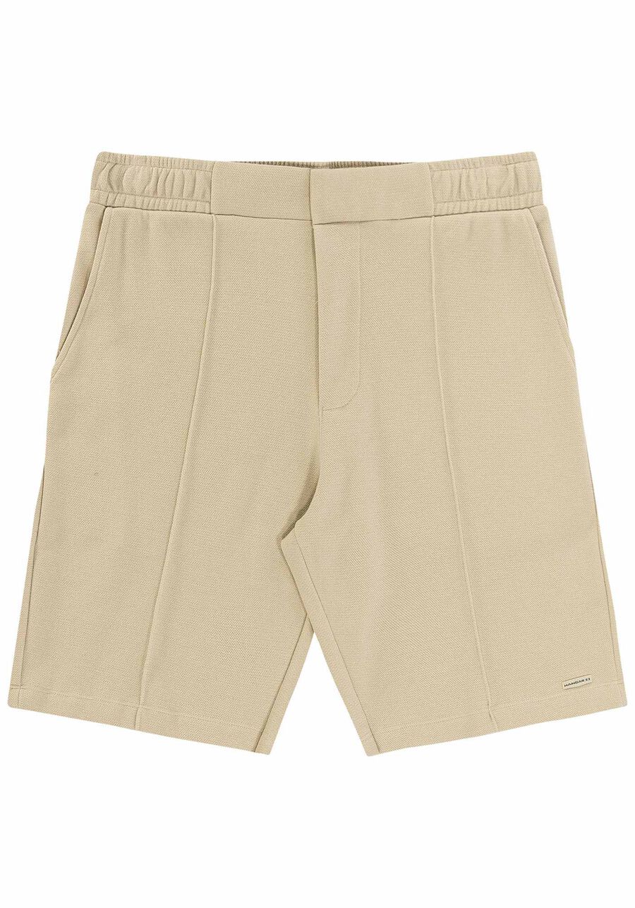 Bermuda Masculina em Moletom Alfaiataria, BEGE GINGER. Bermuda Masculina em Moletom Alfaiataria, BEGE GINGER, large.