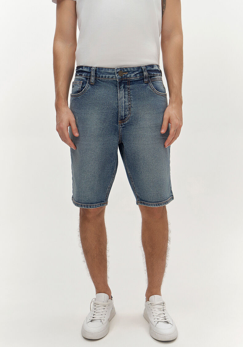 Bermuda Reta Masculina Radial Com Elastano E Bolsos, JEANS, large.