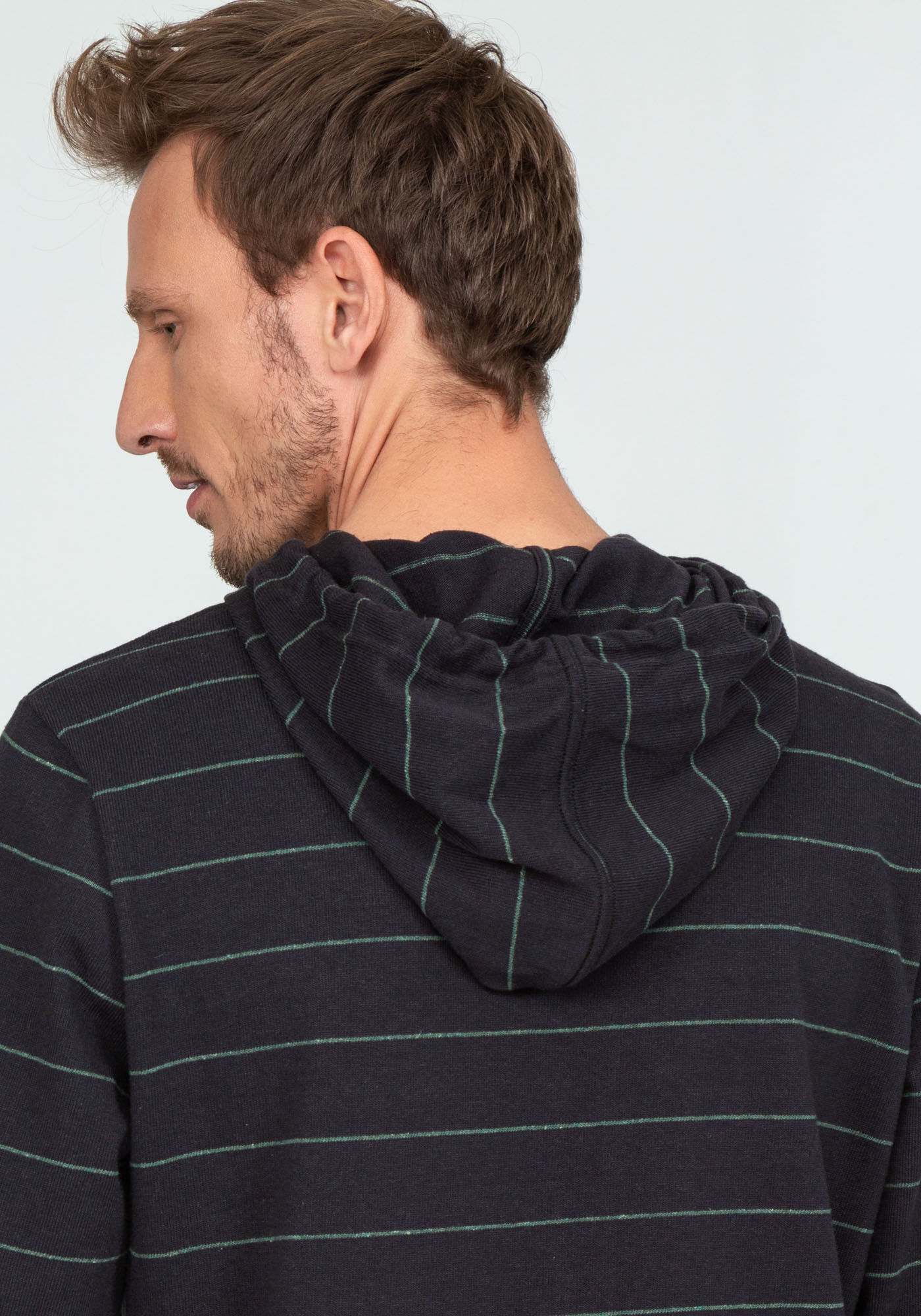 Blus&atilde;o Listrado em Malha com Capuz, PRETO REATIVO, large.