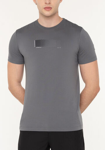 Camiseta De Mangas Curtas Em Malha Modal Com Elastano, CINZA NIGHTCALL. Camiseta De Mangas Curtas Em Malha Modal Com Elastano, CINZA NIGHTCALL, large.