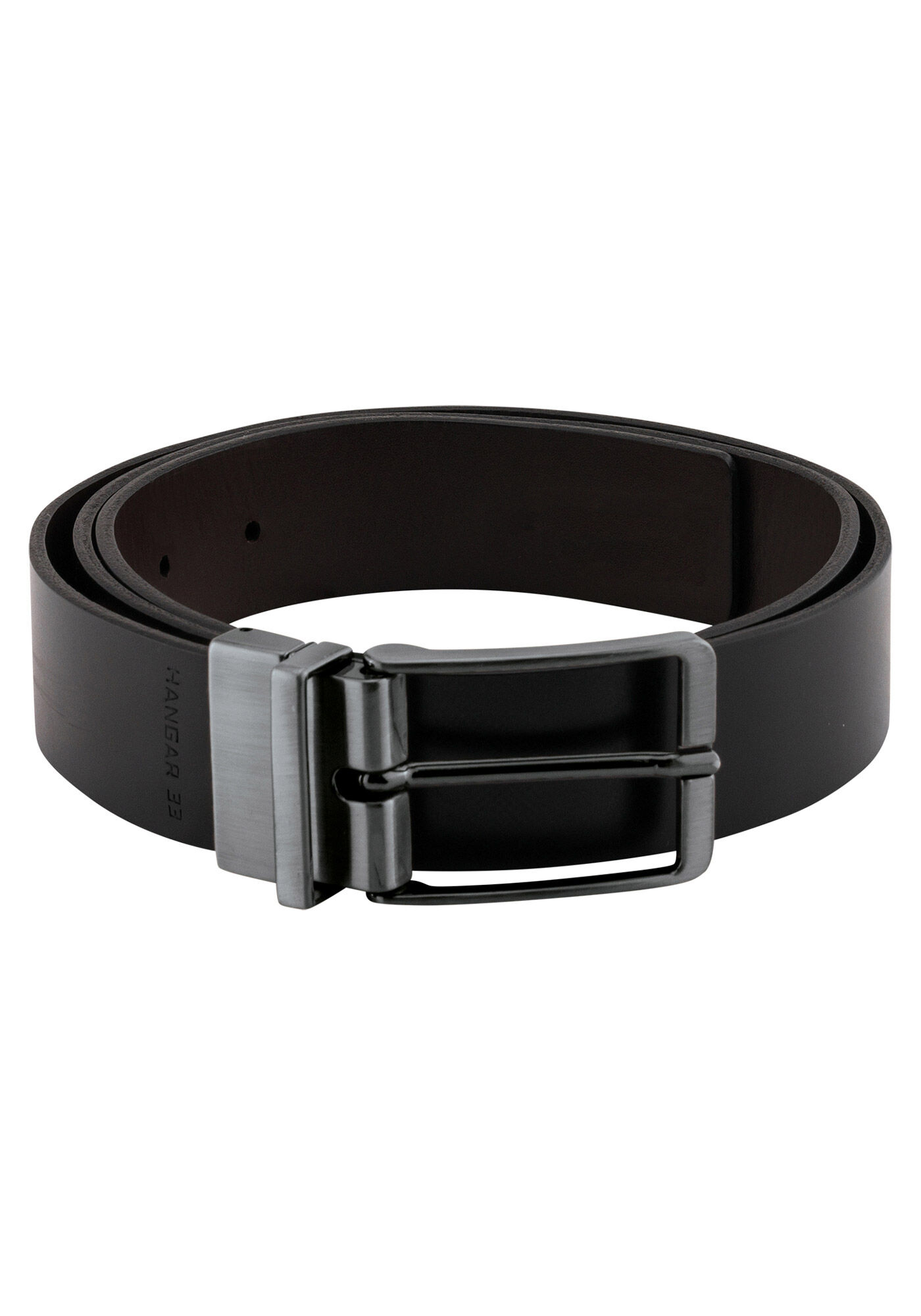 Cinto De Couro Dupla Face Com Fivela, PRETO, large.