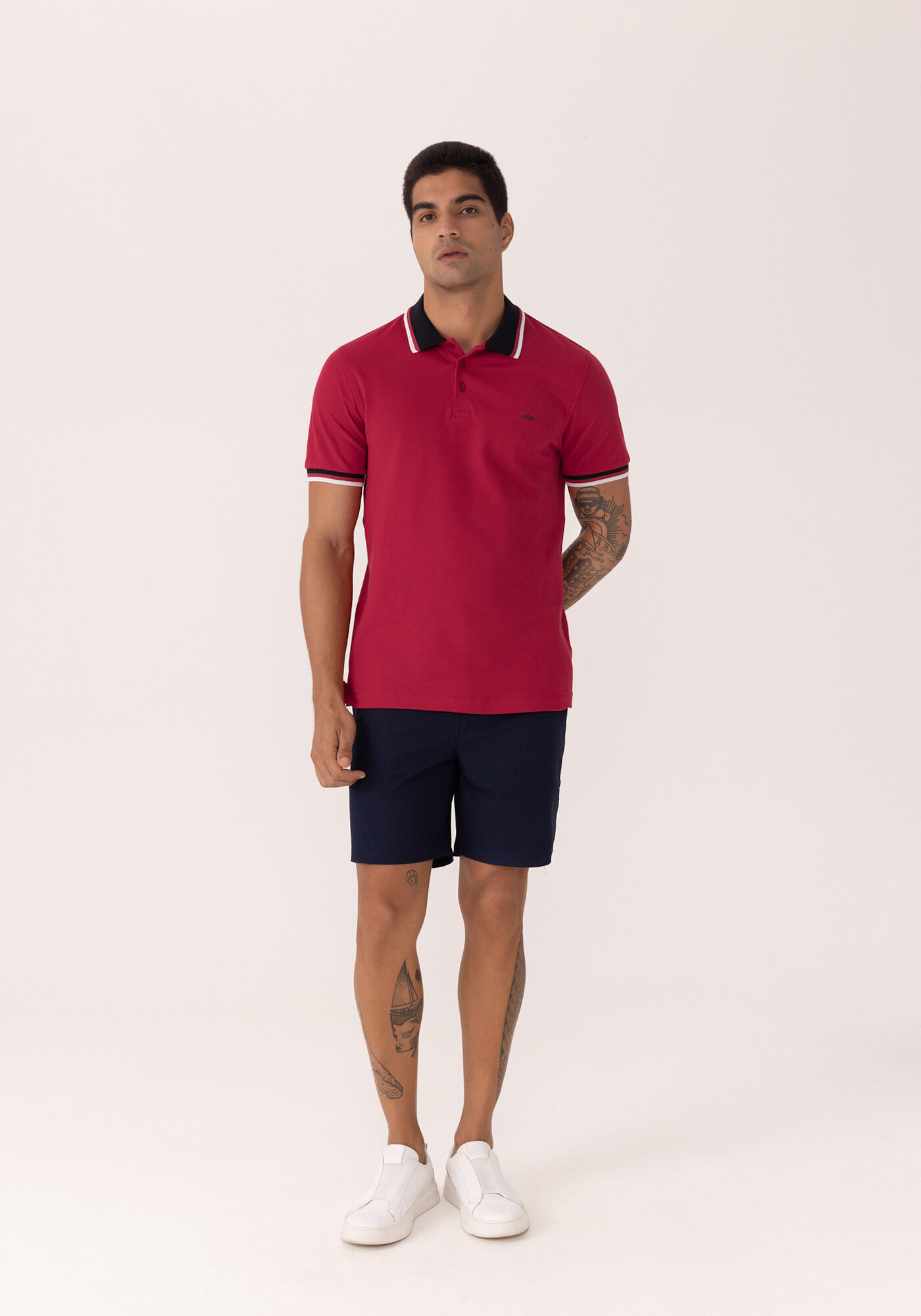 Camisa Com Gola Polo Em Malha Piquet Mercerizada, VERMELHO NATTY, large.