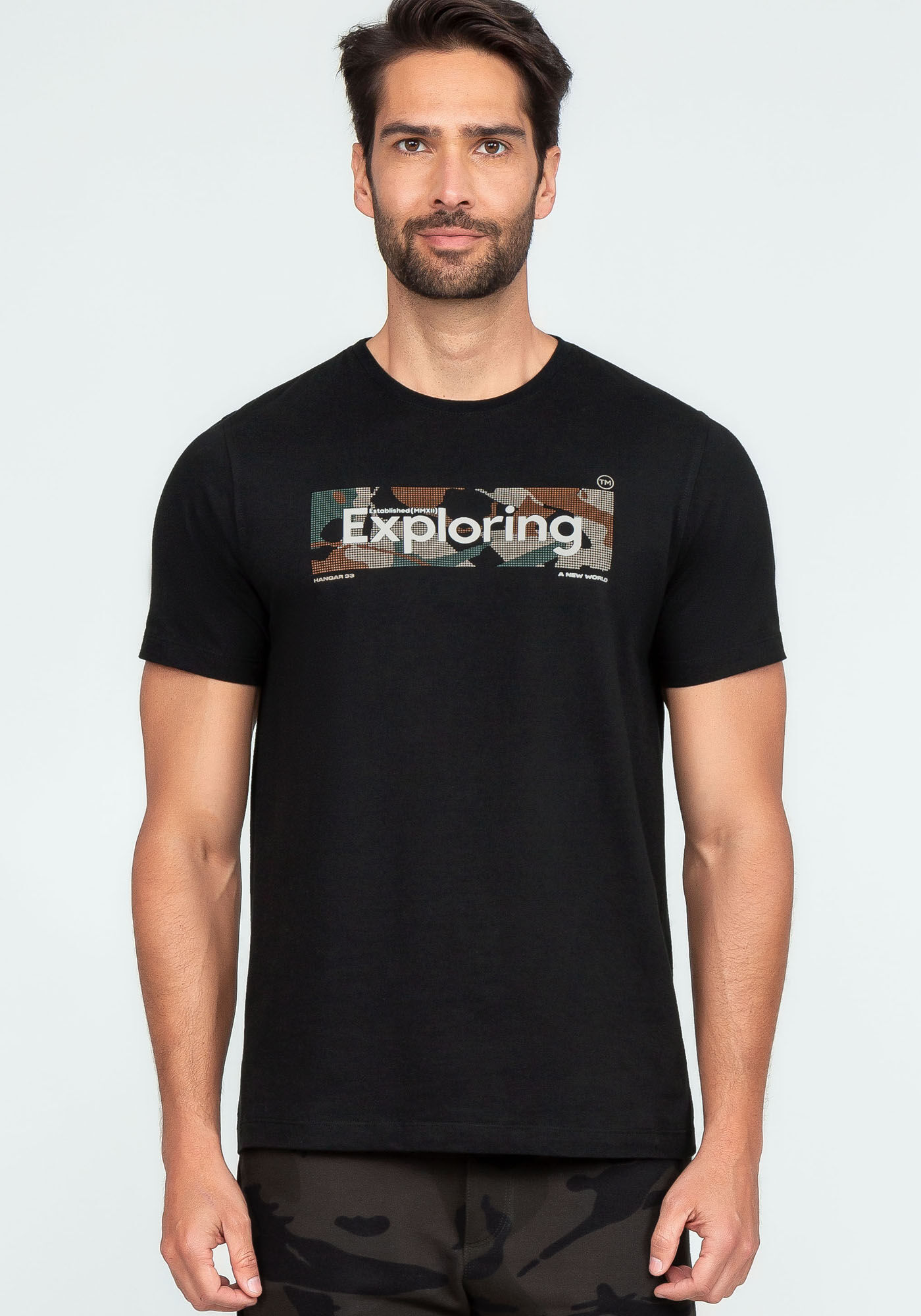 Camiseta Malha Estampa Camuflada Tal Pai Tal Filho, PRETO REATIVO, large.