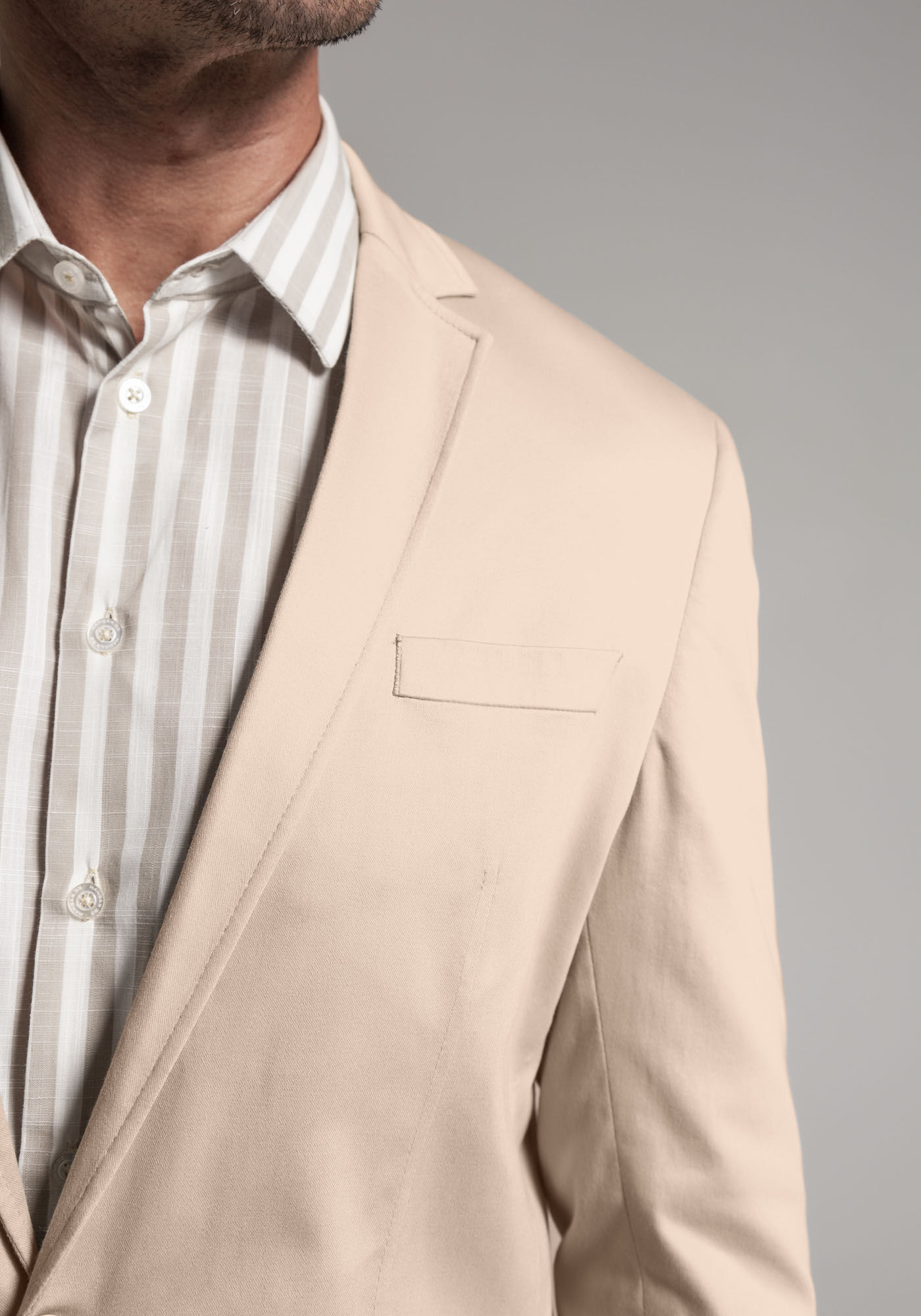 Blazer Comfort Em Sarja Com Elastano, BEGE RUSSET, large.