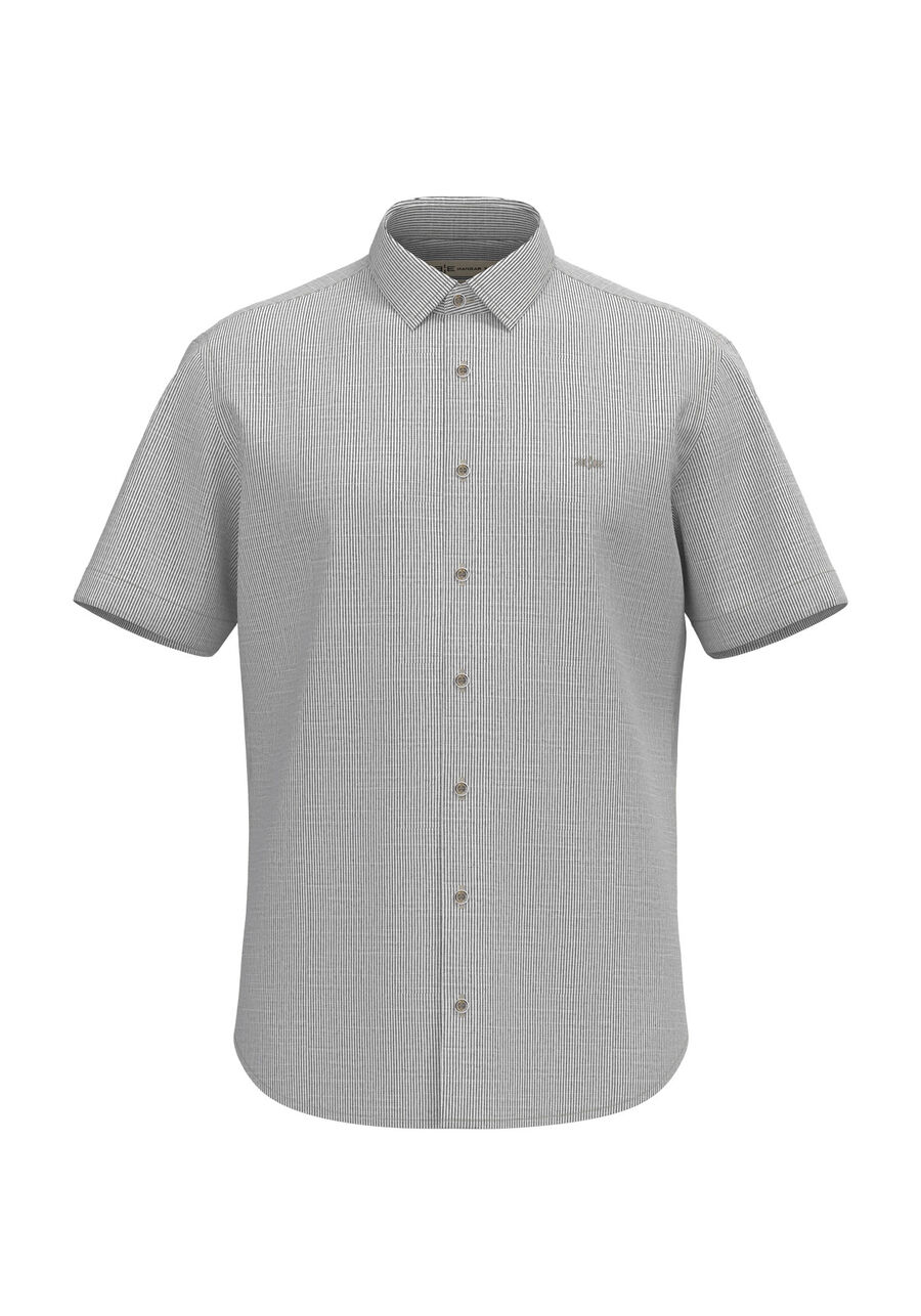 Camisa Masculina De Mangas Curtas Com Botões Slim Fit, BRANCO OFF WHITE. Camisa Masculina De Mangas Curtas Com Botões Slim Fit, BRANCO OFF WHITE, large.