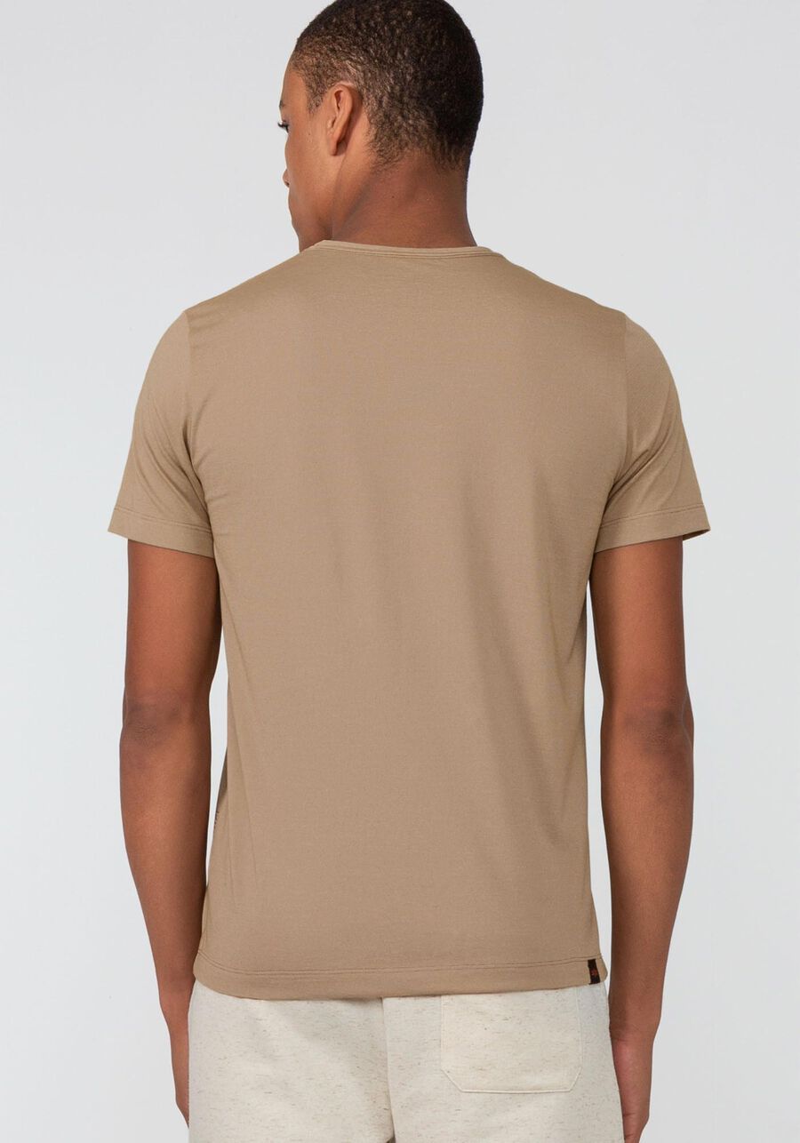 Camiseta Masculina Comfort em Malha Estampa Tropical, MARROM TILE, large.