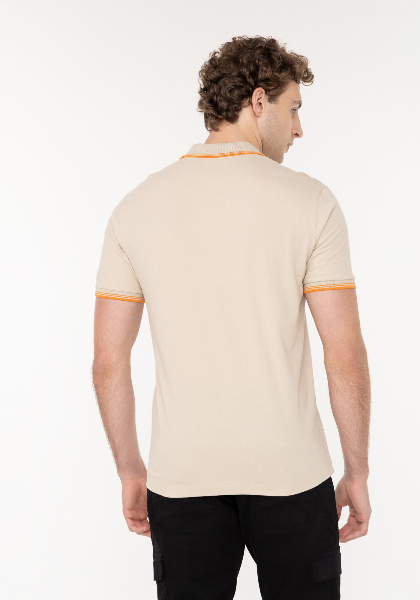 Camisa Polo De Mangas Curtas Em Algod&atilde;o Respons&aacute;vel, BEGE SILVERSTONE, large.