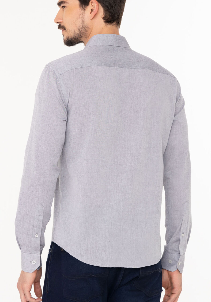 Camisa Slim Fit Masculina De Manga Longa Com Botões, CINZA. Camisa Slim Fit Masculina De Manga Longa Com Botões, CINZA, large.