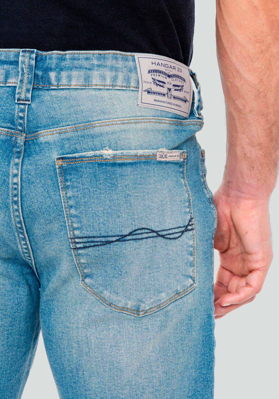 Bermuda Jeans Masculina Reta com Cadarço, JEANS, large.
