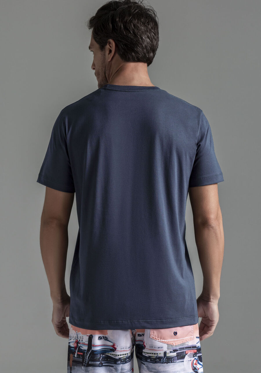 Camiseta Masculina em Malha Pima com Estampa, AZUL SEED. Camiseta Masculina em Malha Pima com Estampa, AZUL SEED, large.