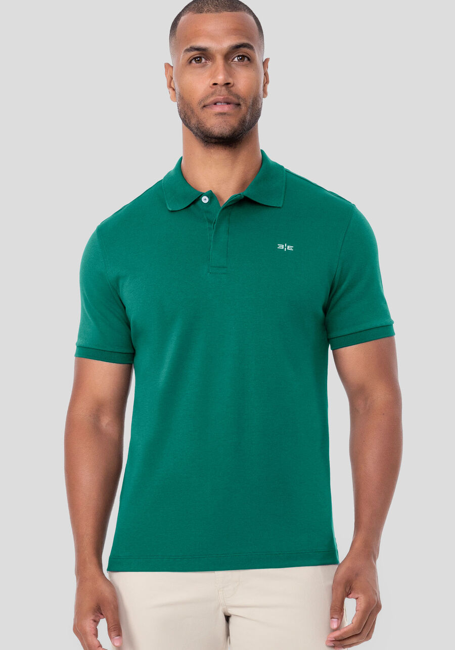 Camisa Polo Masculina em Malha Suedine, VERDE GLIMMER. Camisa Polo Masculina em Malha Suedine, VERDE GLIMMER, large.