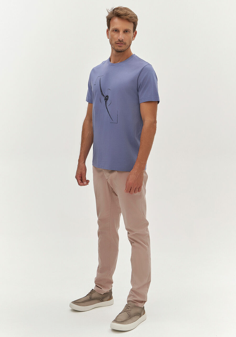 Camiseta Masculina em Malha Estampada, AZUL DOCK. Camiseta Masculina em Malha Estampada, AZUL DOCK, large.