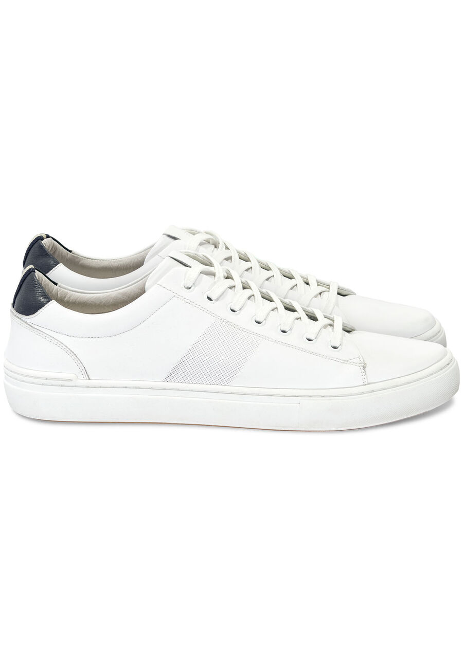 Tênis Masculino em Couro Casual, BRANCO. Tênis Masculino em Couro Casual, BRANCO, large.