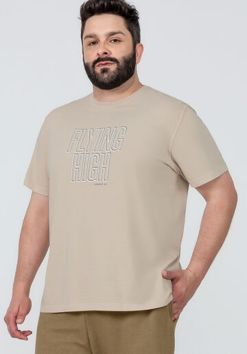 Camiseta Masculina com Estampa Flying Big & Tall, BEGE AREIA, large.