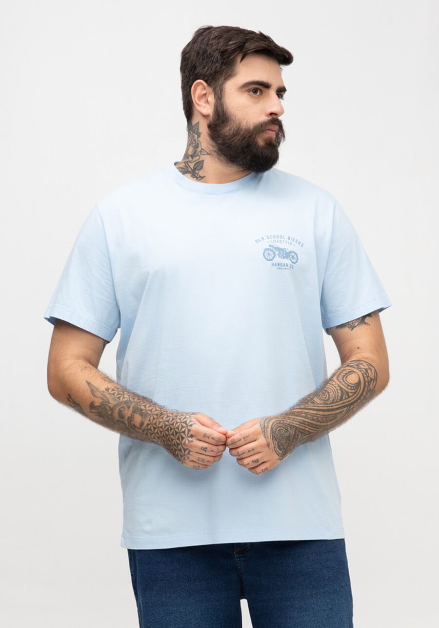 Camiseta Masculina Big & Tall em Malha com Estampa, AZUL BRIGHT. Camiseta Masculina Big & Tall em Malha com Estampa, AZUL BRIGHT, large.