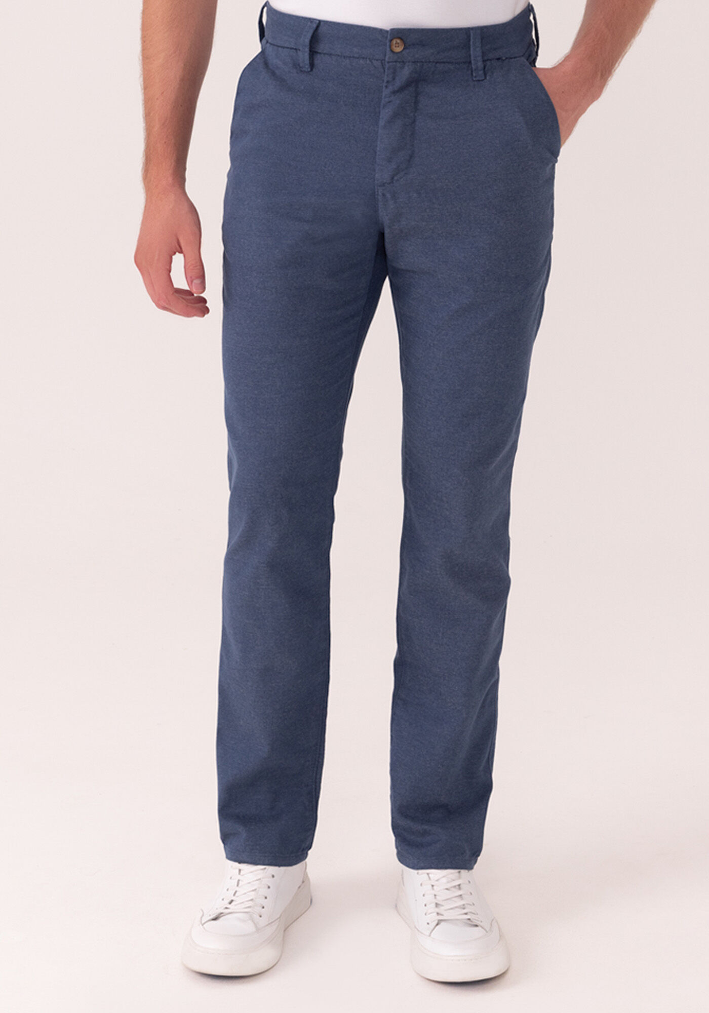 Cal&ccedil;a Slim Turbofan Chino Em Sarja Com Elastano, MARINHO CRISTAL, large.