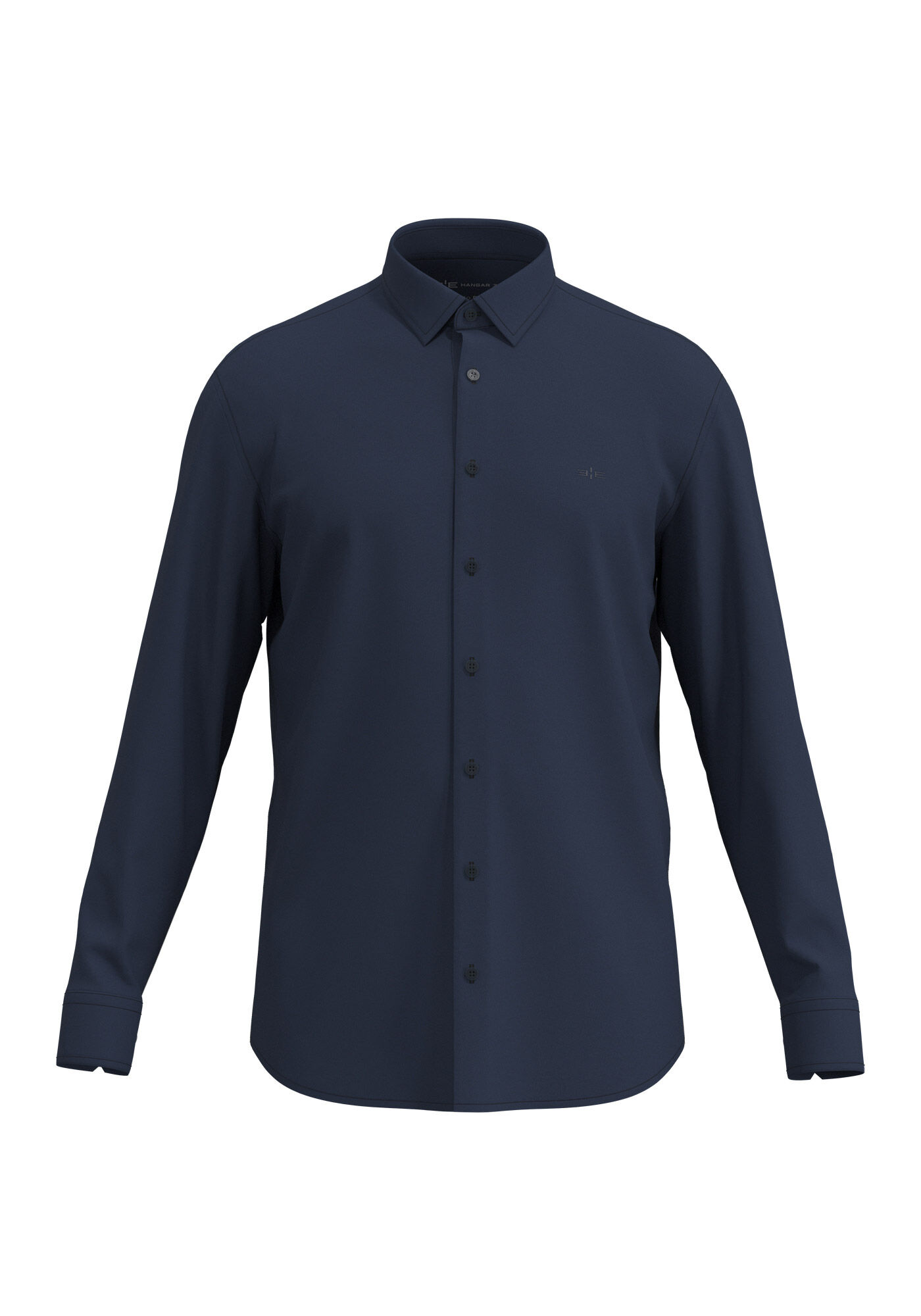 Camisa Slim Fit De Mangas Longas Em Malha De Algod&atilde;o Pima, MARINHO IMPERIO, large.