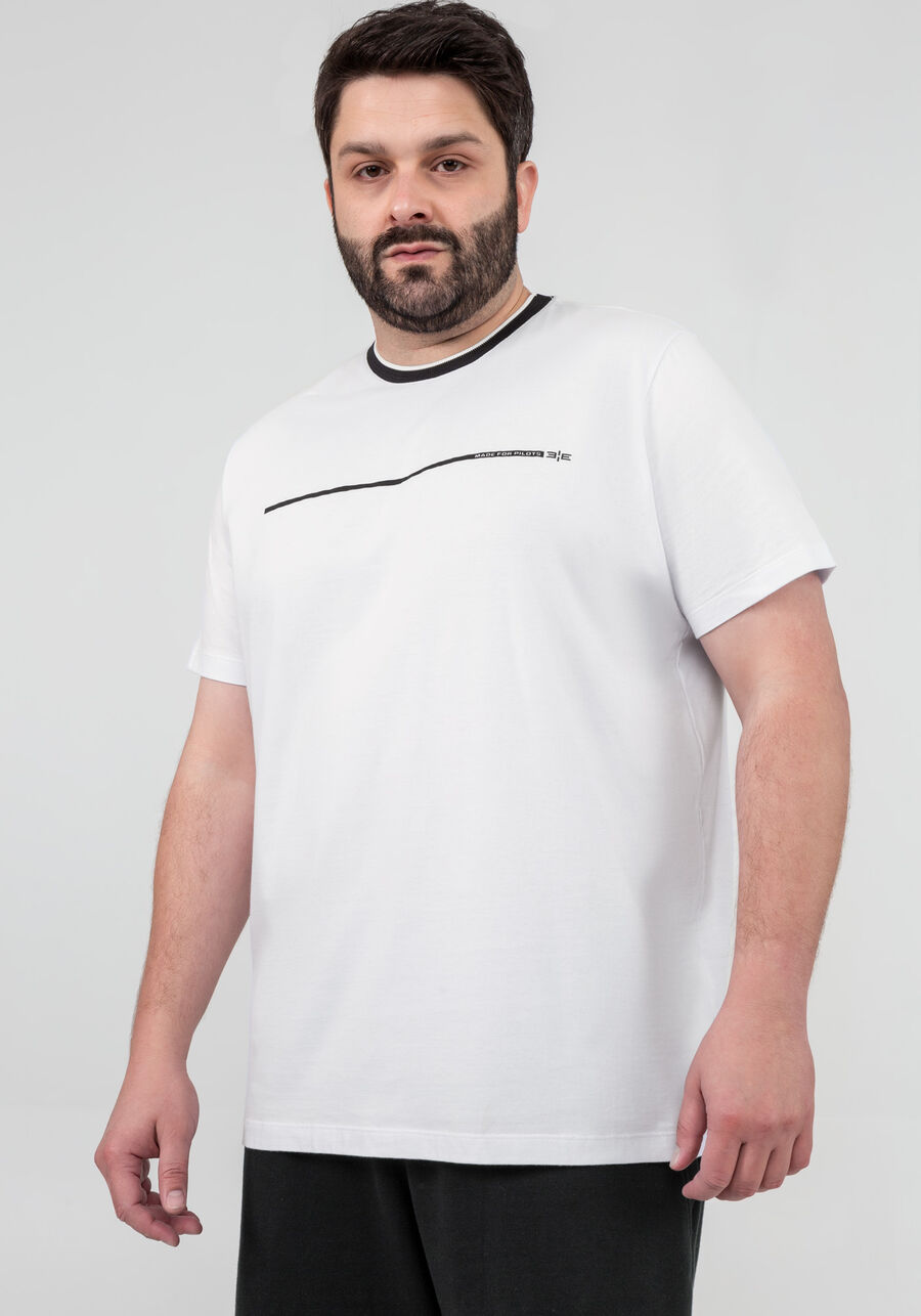 Camiseta Masculina com Retilínea Big & Tall, BRANCO. Camiseta Masculina com Retilínea Big & Tall, BRANCO, large.