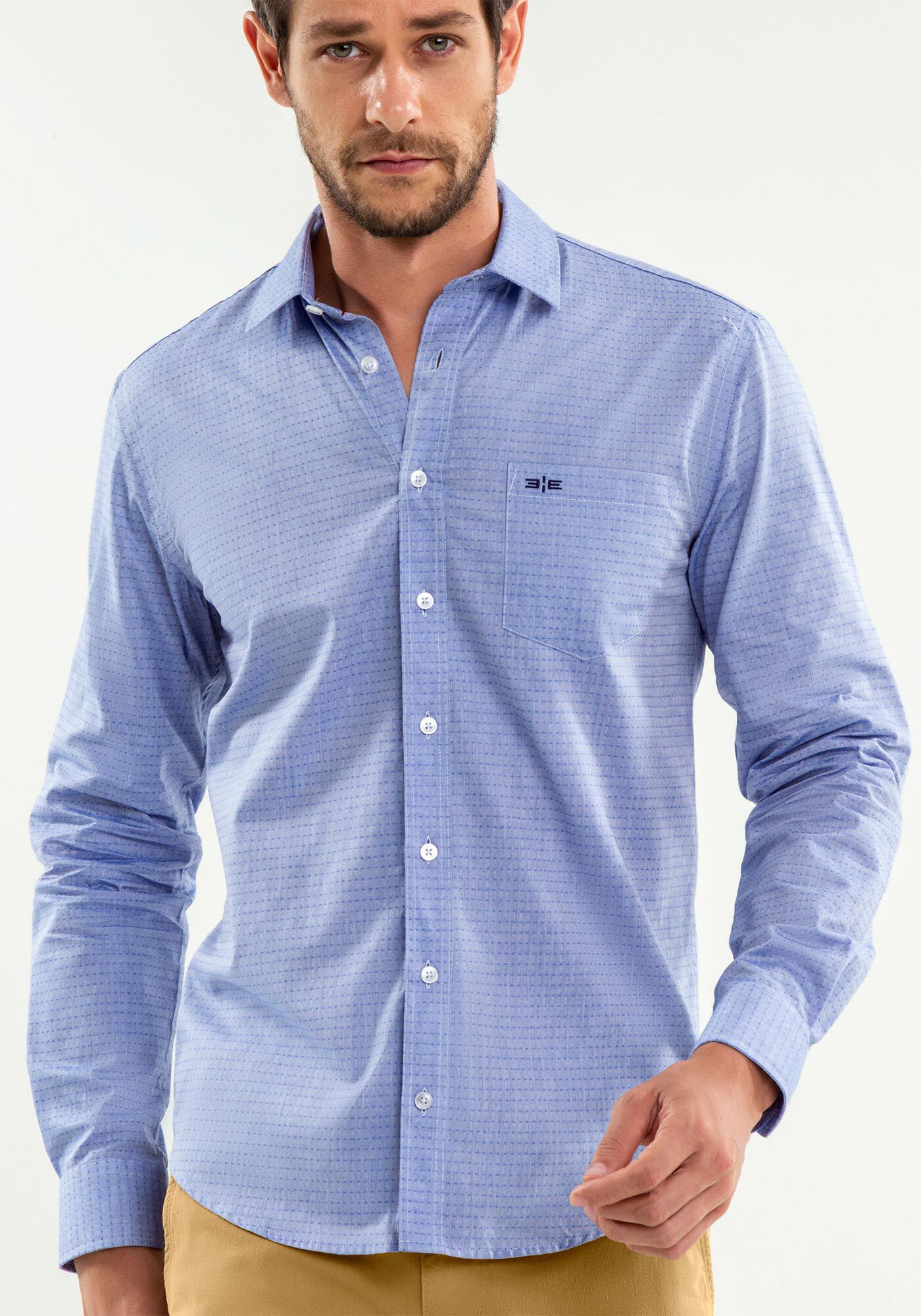 Camisa social tricoline sales masculina