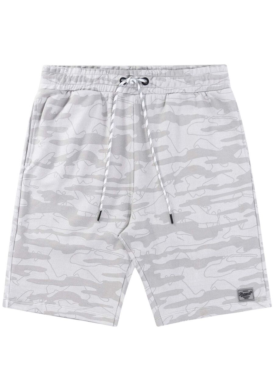 Bermuda Camuflada em Moletom, GRID CINZA. Bermuda Camuflada em Moletom, GRID CINZA, large.