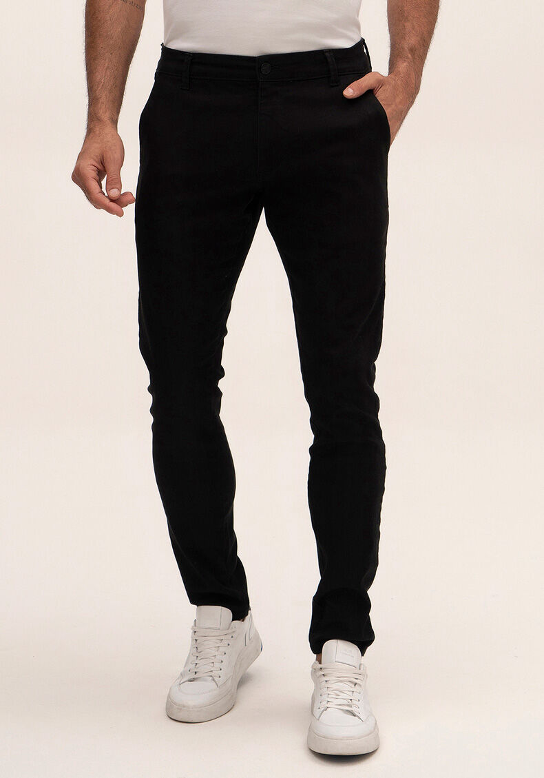 Cal&ccedil;a Sarja Masculina Skinny Chino N&atilde;o Desbota, PRETO REATIVO, large.