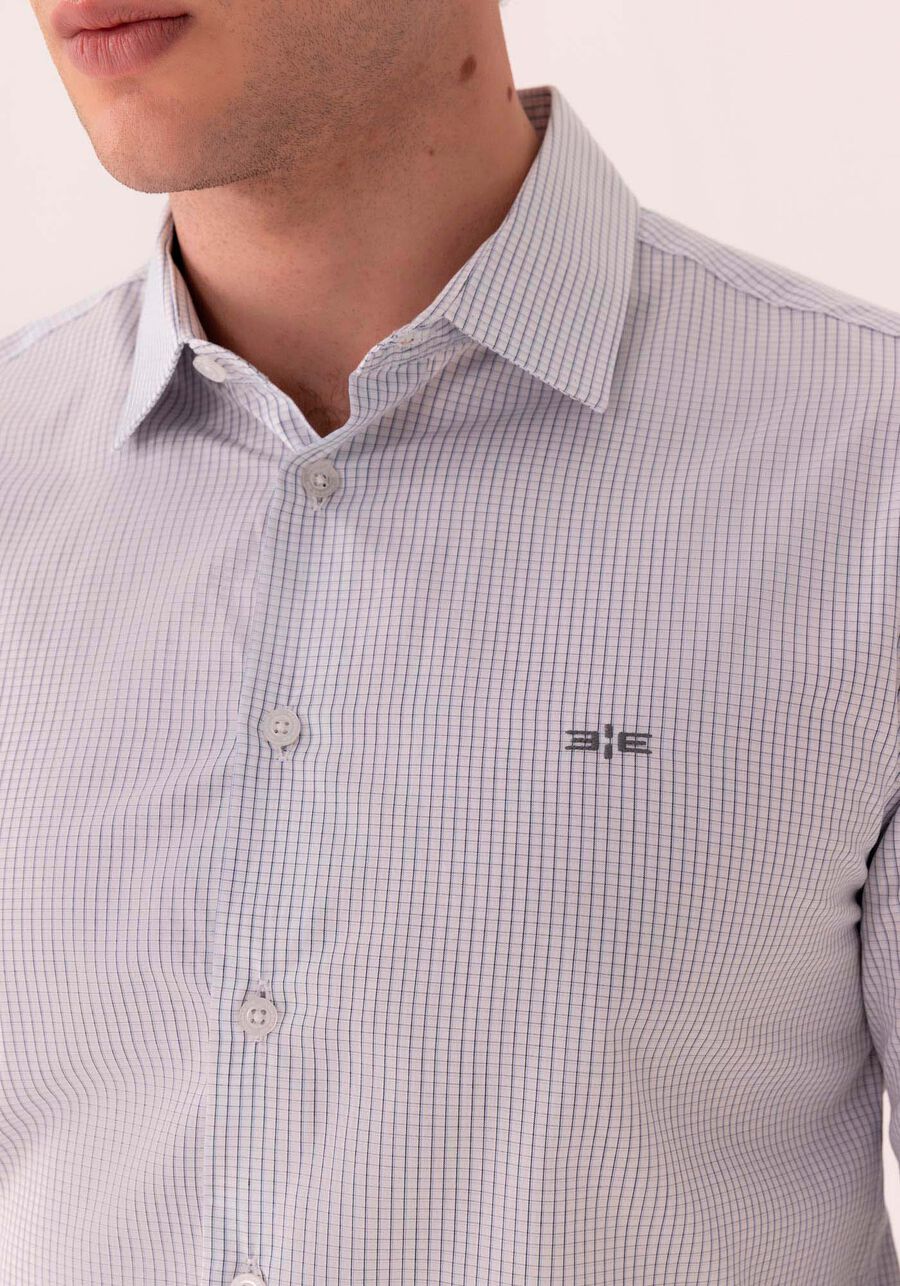 Camisa Slim Fit Em Tecido De Algodão Mercerizado, AZUL BRUMA. Camisa Slim Fit Em Tecido De Algodão Mercerizado, AZUL BRUMA, large.