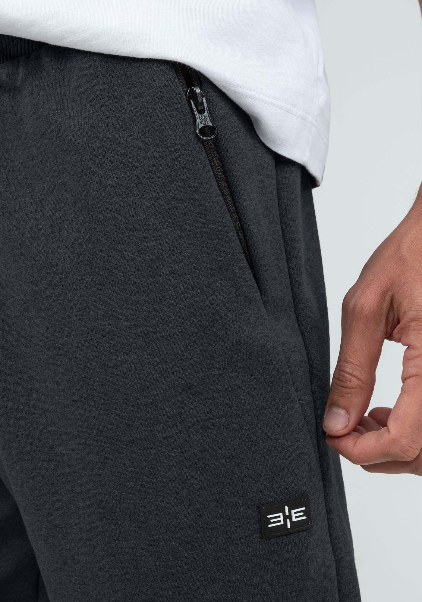 Cal&ccedil;a Jogging em Moletom com Bolso Z&iacute;per, GRAFITE, large.