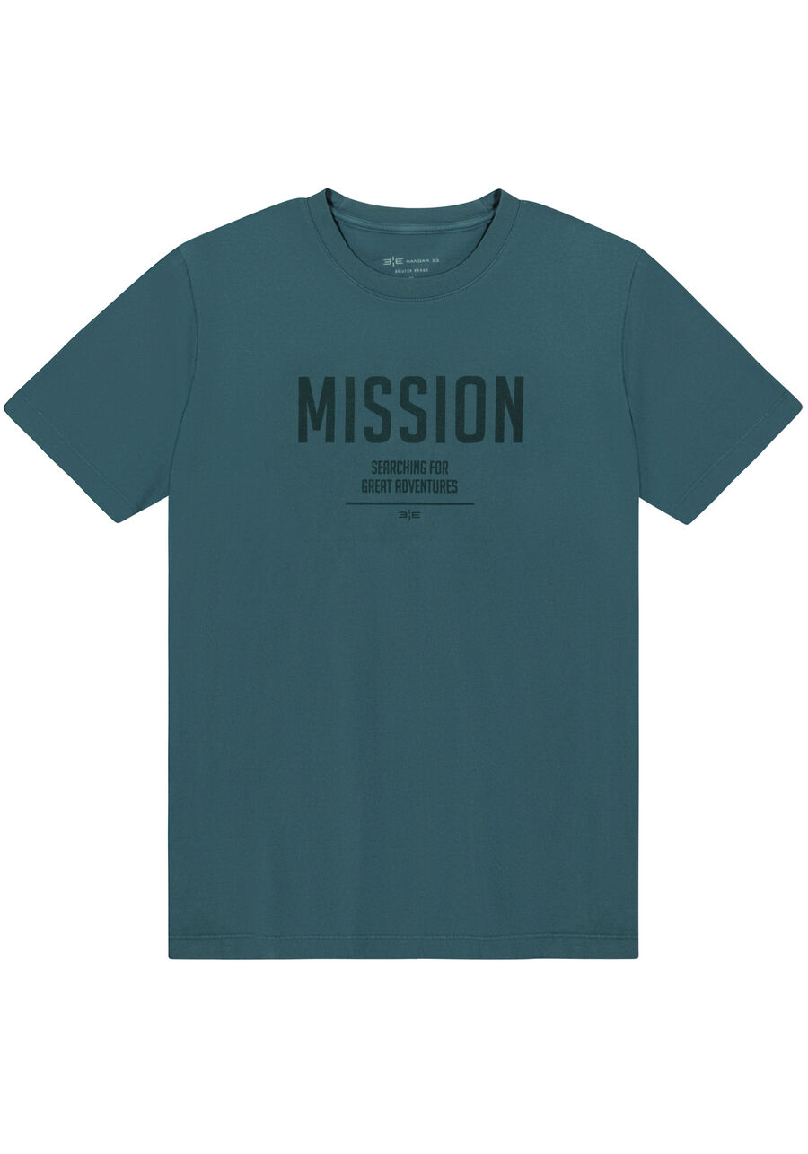 Camiseta Masculina em Malha com Estampa Mission, VERDE LAKE, large.