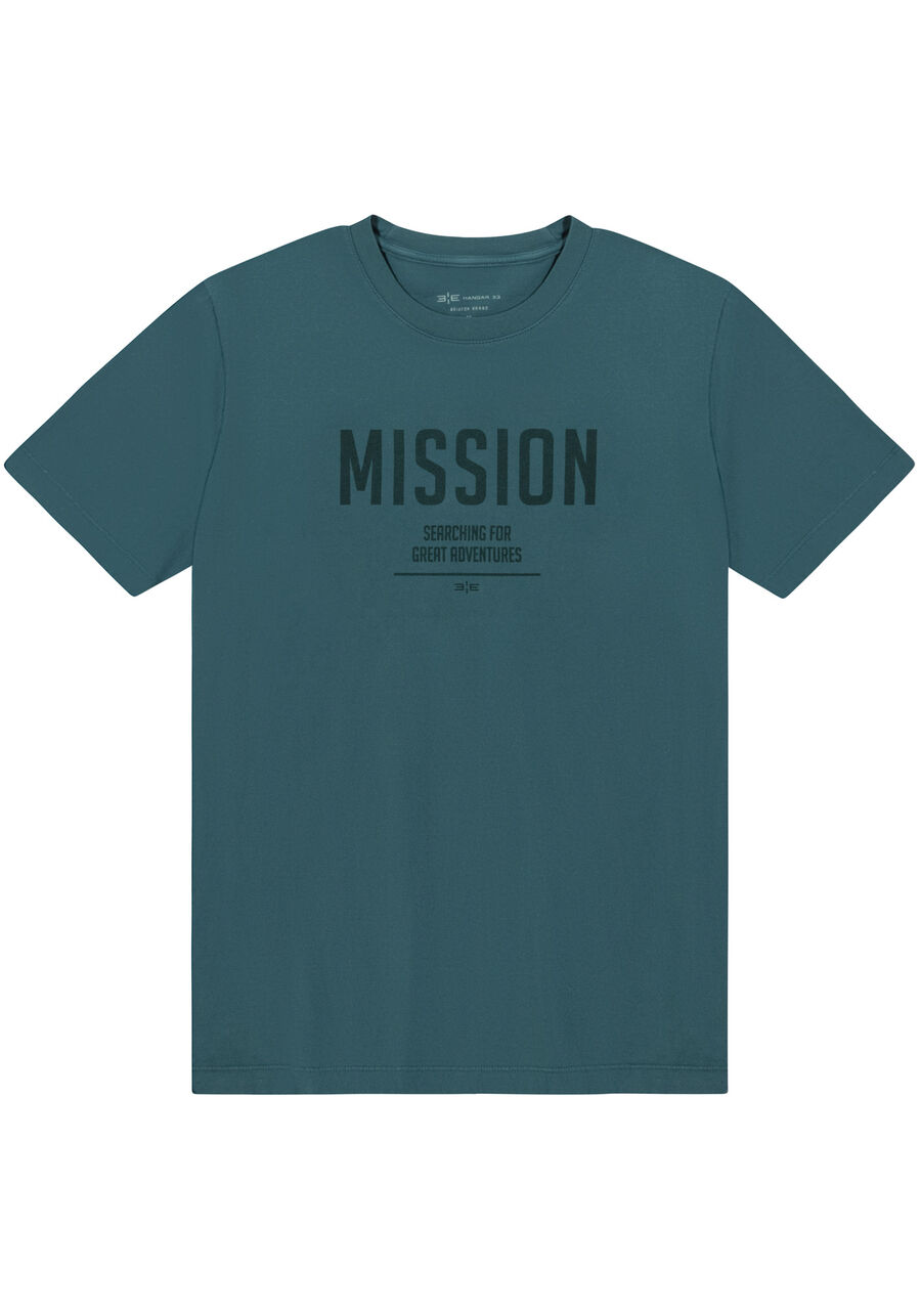 Camiseta Masculina em Malha com Estampa Mission, VERDE LAKE. Camiseta Masculina em Malha com Estampa Mission, VERDE LAKE, large.