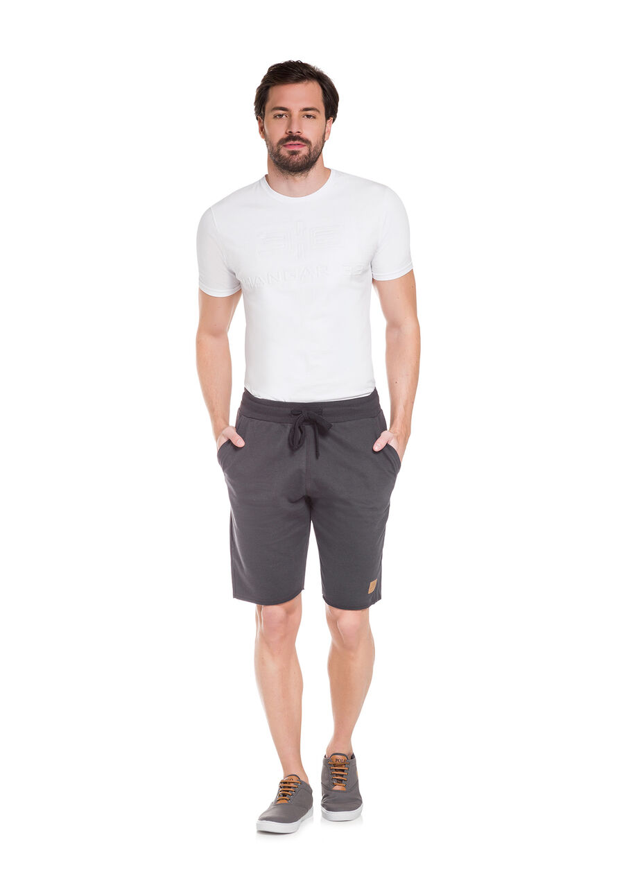 Bermuda Masculina em Moletom com Cadarço, CINZA NOTI. Bermuda Masculina em Moletom com Cadarço, CINZA NOTI, large.