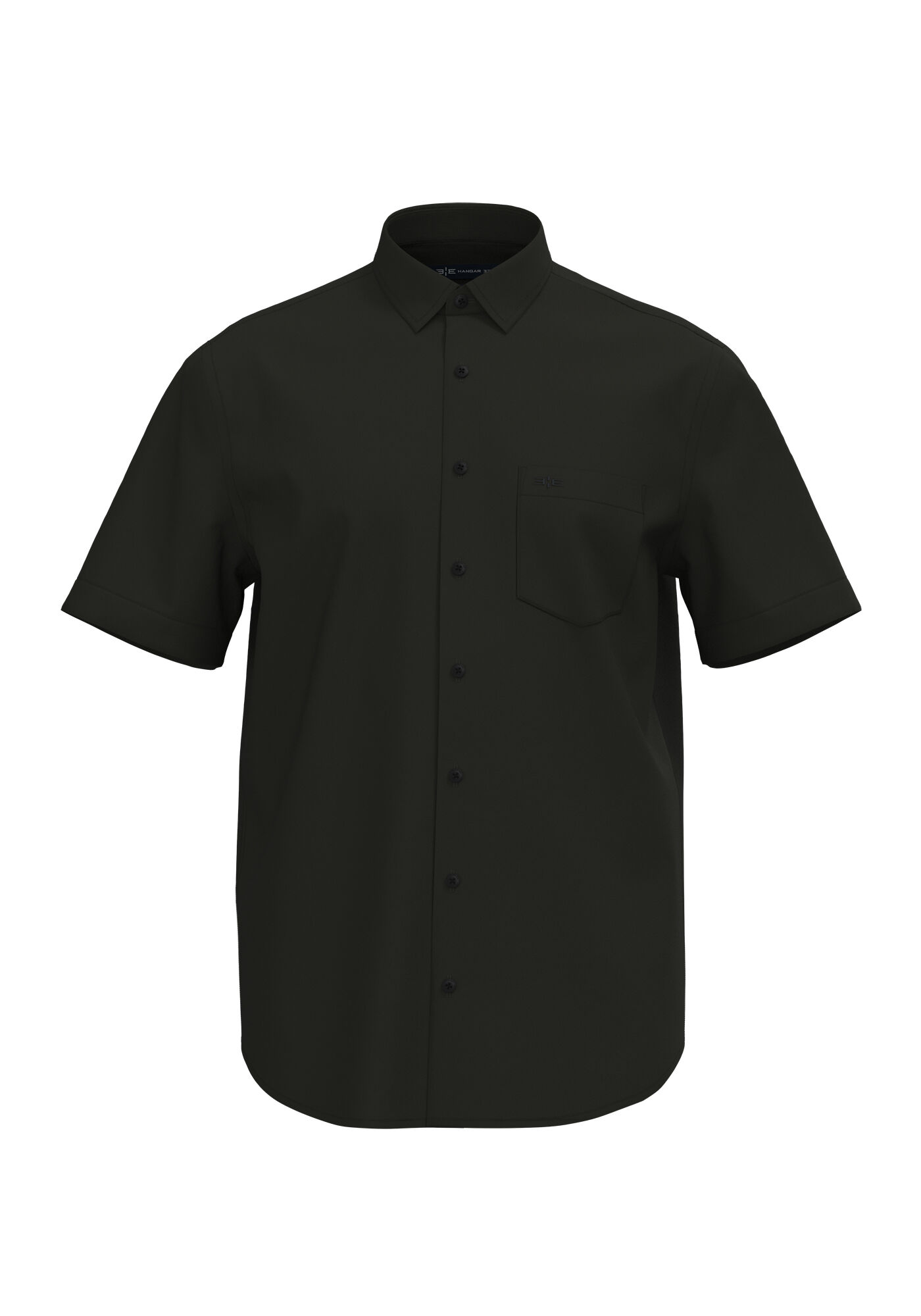 Camisa Comfort De Mangas Curtas Com Bolso Funcional Bordado, PRETO REATIVO, large.