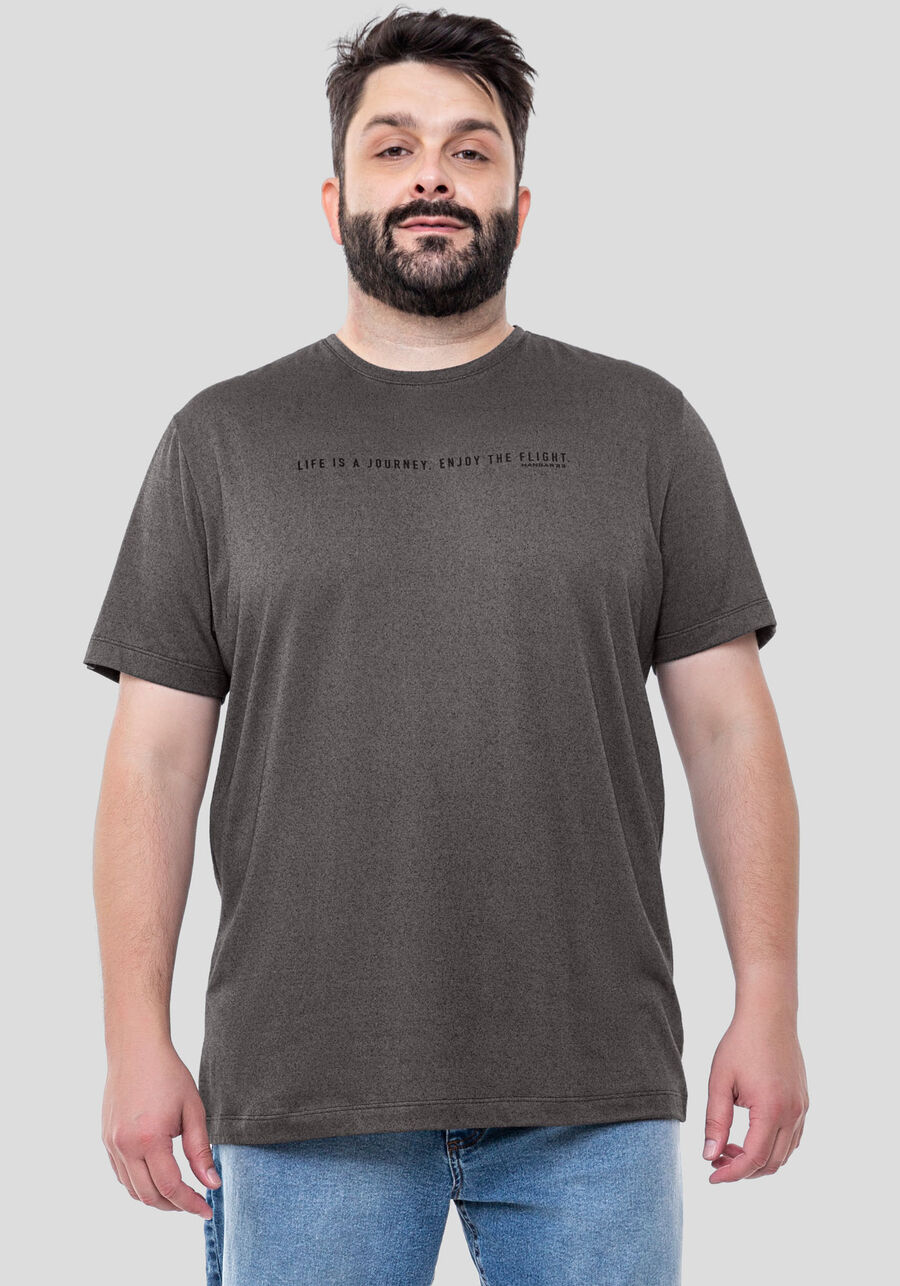 Camisa Masculina em Malha Estonada Big & Tall, CINZA NOTI. Camisa Masculina em Malha Estonada Big & Tall, CINZA NOTI, large.