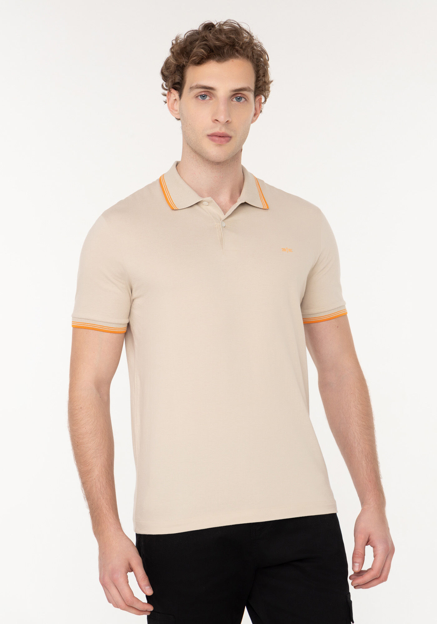 Camisa Polo De Mangas Curtas Em Algod&atilde;o Respons&aacute;vel, BEGE SILVERSTONE, large.