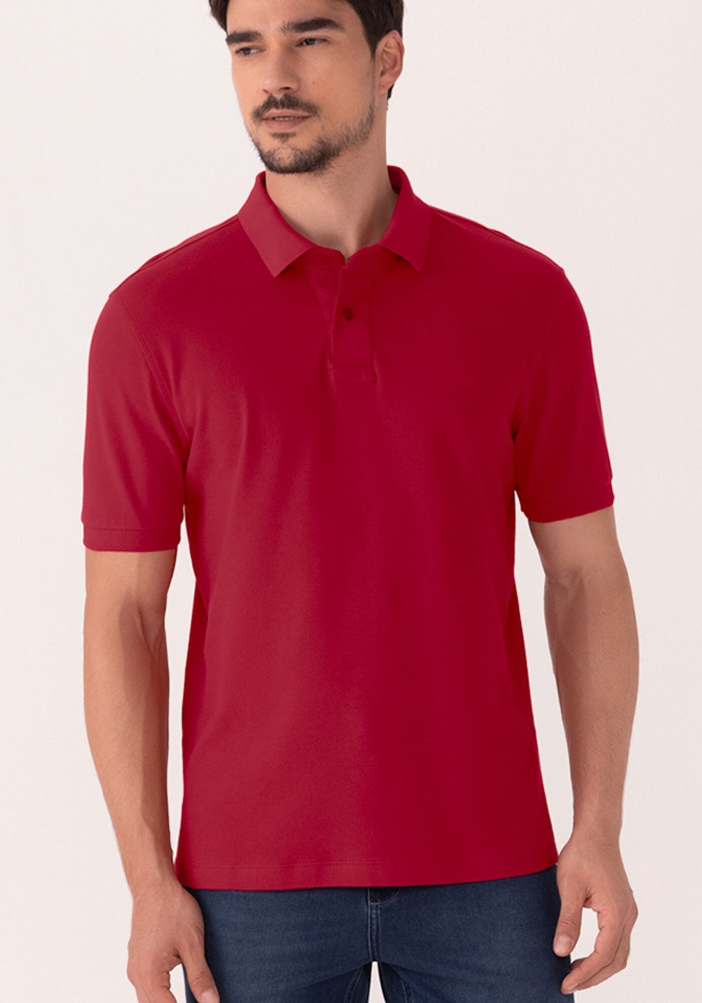 Camisa Polo Com Mangas Curtas Em Malha Piquet Mercerizada, VERMELHO NATTY, large.