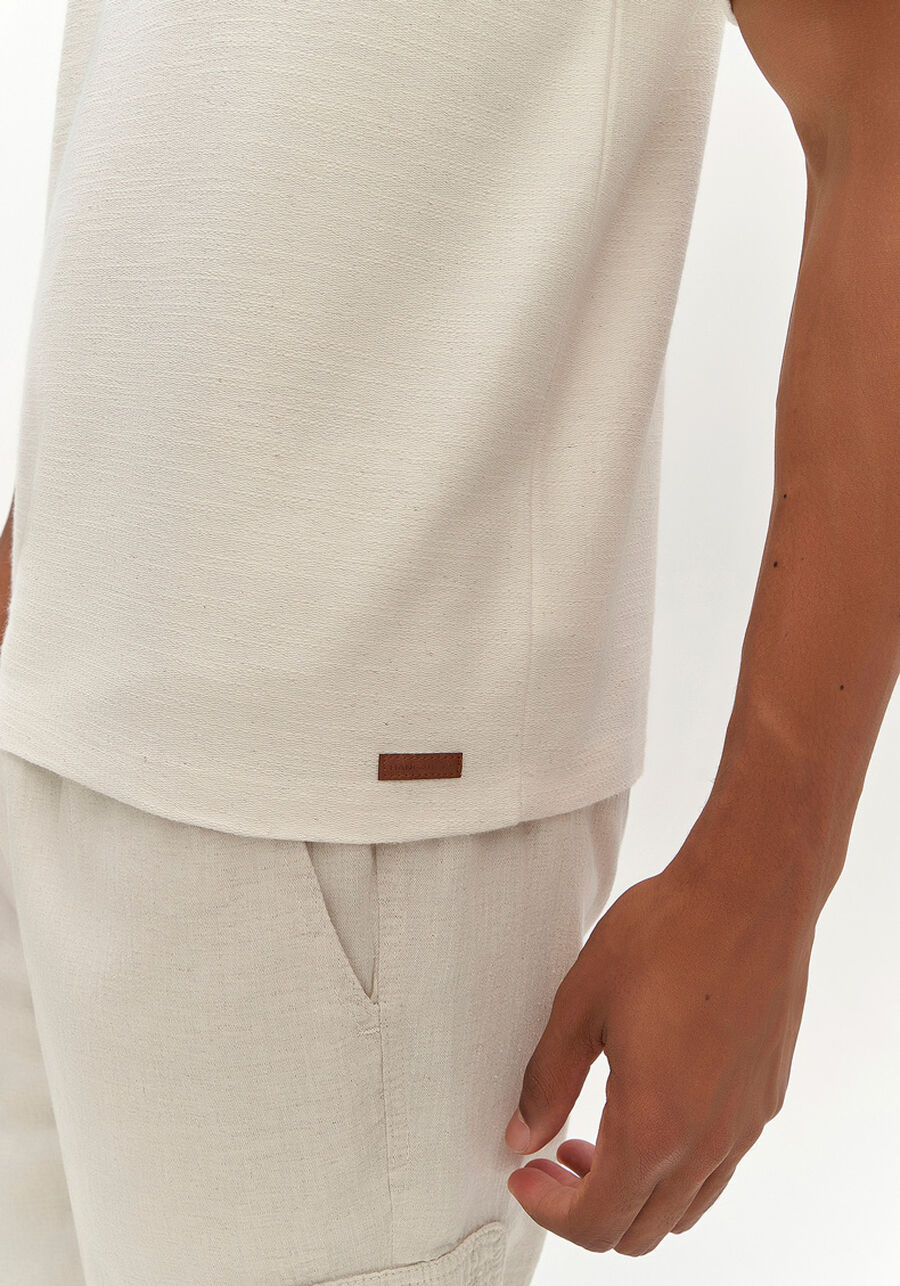 Camiseta Masculina Oversized em Malha Linho, BRANCO OFF WHITE. Camiseta Masculina Oversized em Malha Linho, BRANCO OFF WHITE, large.