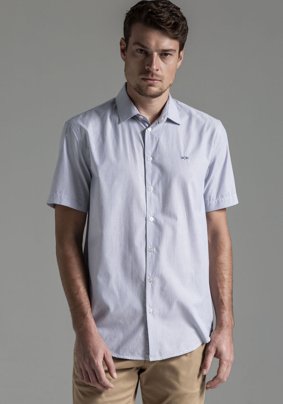 Camisa Manga Curta Masculina Comfort Fio Egípcio, MARINHO INLE. Camisa Manga Curta Masculina Comfort Fio Egípcio, MARINHO INLE, large.